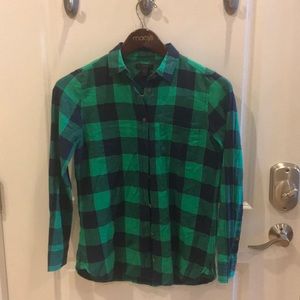 Green blue plaid shirt
